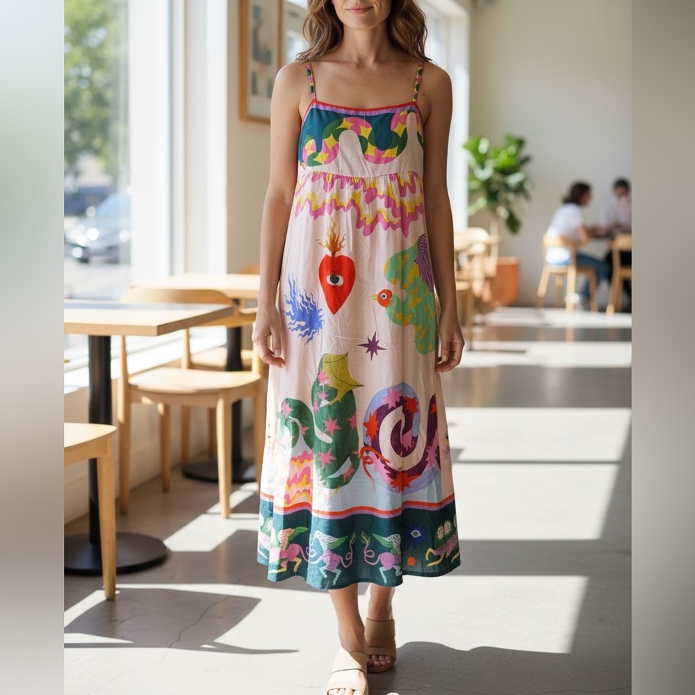 Colorful Patterned Midi Dress
